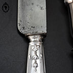 Coffret 3 couverts service complet à découper gigot argent fourré décor Louis XV ancien XIX ième