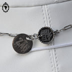 Collier ZAG style asiatique argenté grosses perles chaîne