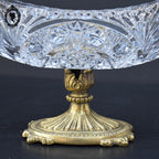 Coupelle sur pied serviteur plat coupe ovale piédouche en cristal et laiton H 15 L 31 cm