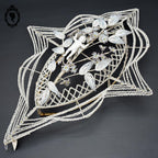Couronne florale perles blanches objet de curiosité mortuaire ancienne 1900 H 75 cm