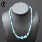 Élégant collier en cristal aurore boréale AB bleu en cascade bijou ancien vintage