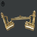 Élégant défenseur de cheminée chenets barre bronze doré chimère dauphin serpent de mer poisson ancien