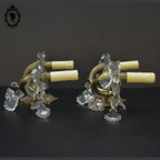 Elégante paire d’appliques en bronze doré pampilles baroque 2 lumières vintage