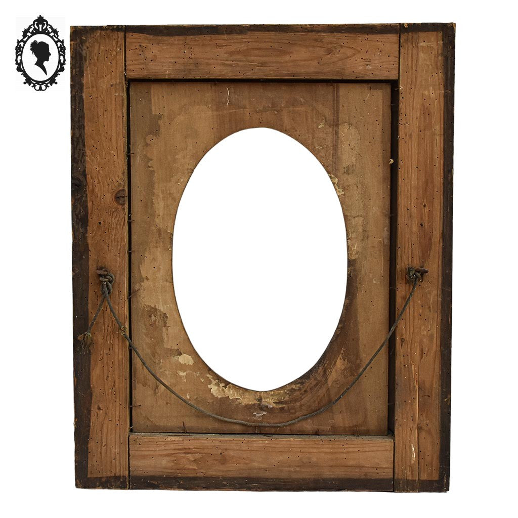Grand cadre rectangulaire intérieur ovale bois sculpté vide 53 x 65 cm ancien