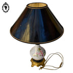 Grande lampe de table à poser porcelaine fleurie laiton ancienne