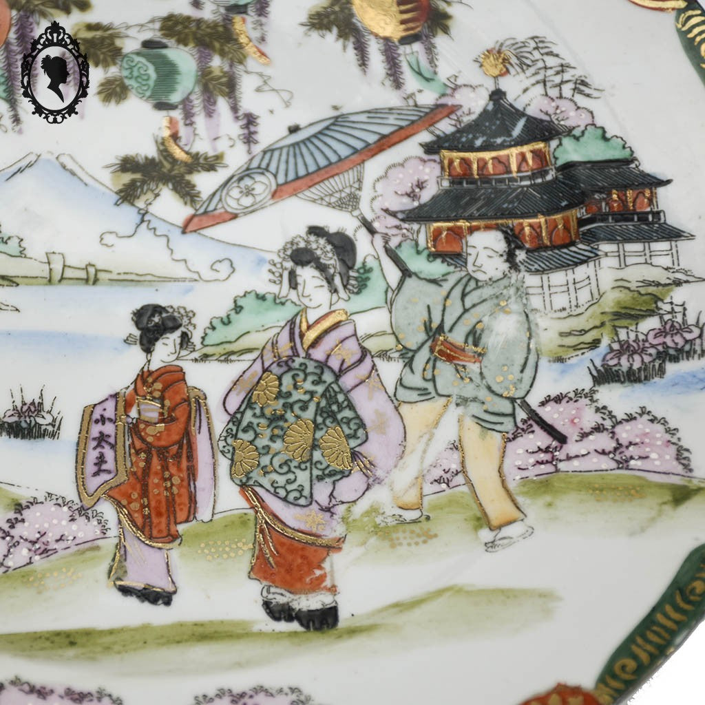 Lot 1 plat 4 assiettes art d’Asie porcelaine japonaise Japon Rokuzo signées 1920 1940 anciennes or