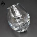 Magnifique vase en cristal épais blanc rond forme œuf handmade vintage