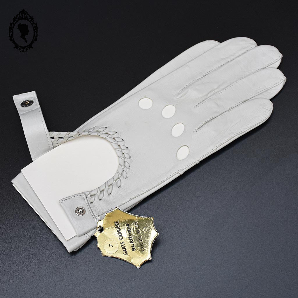 Magnifiques gants femme cuir souple gris clair beige T 7 vintage et neuf