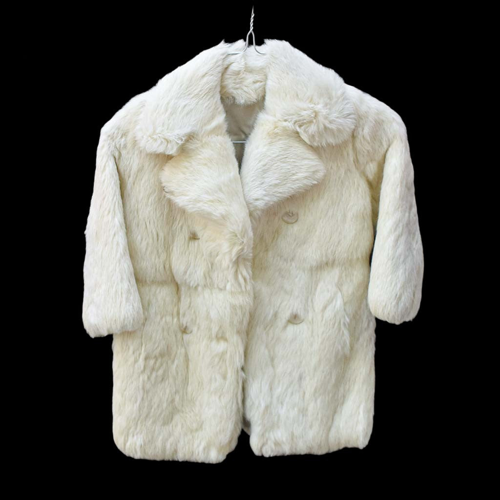 Manteau fourrure en lapin blanc enfant collection vintage ancien