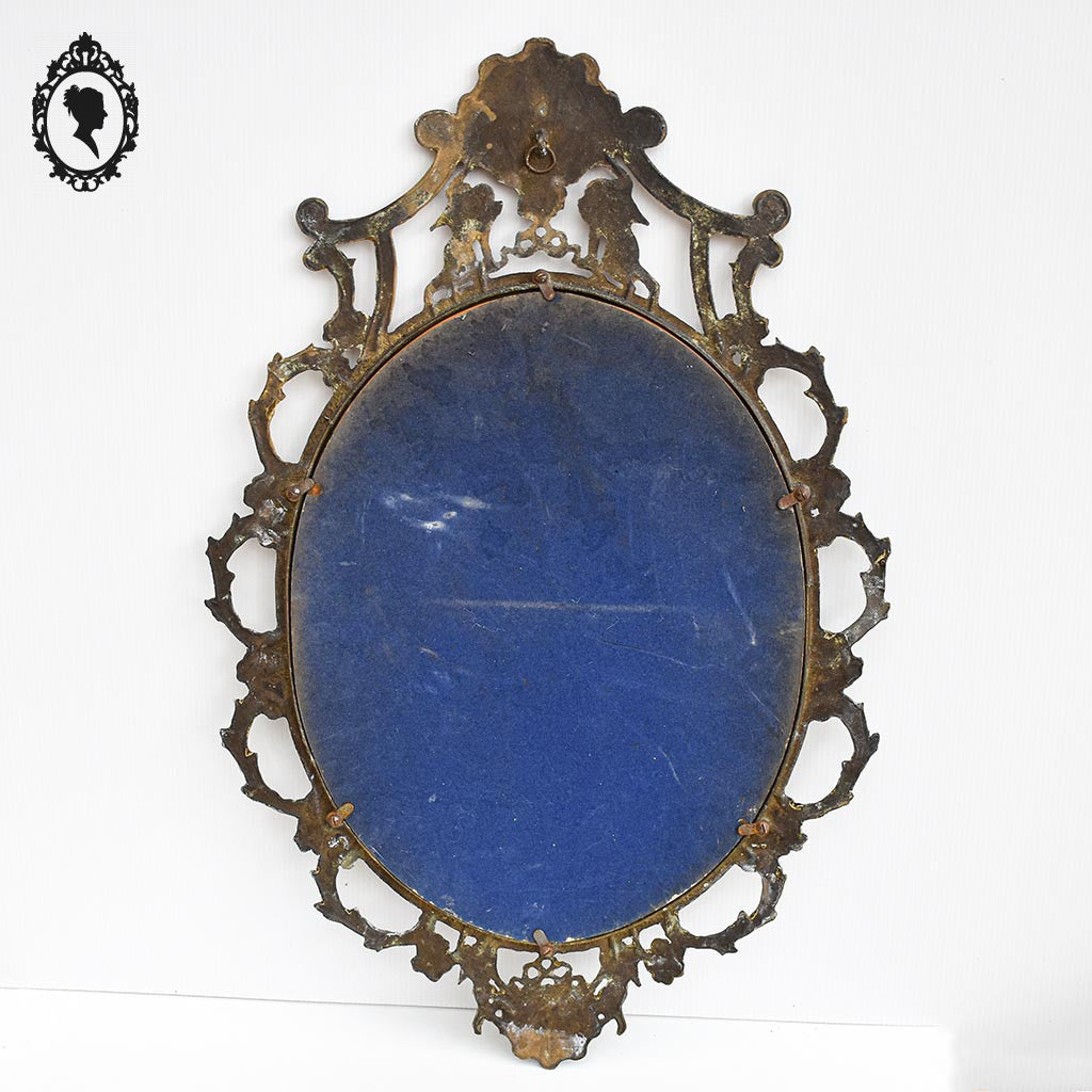 Miroir ange baroque ovale cadre bronze doré vintage 72,5 x 48 cm