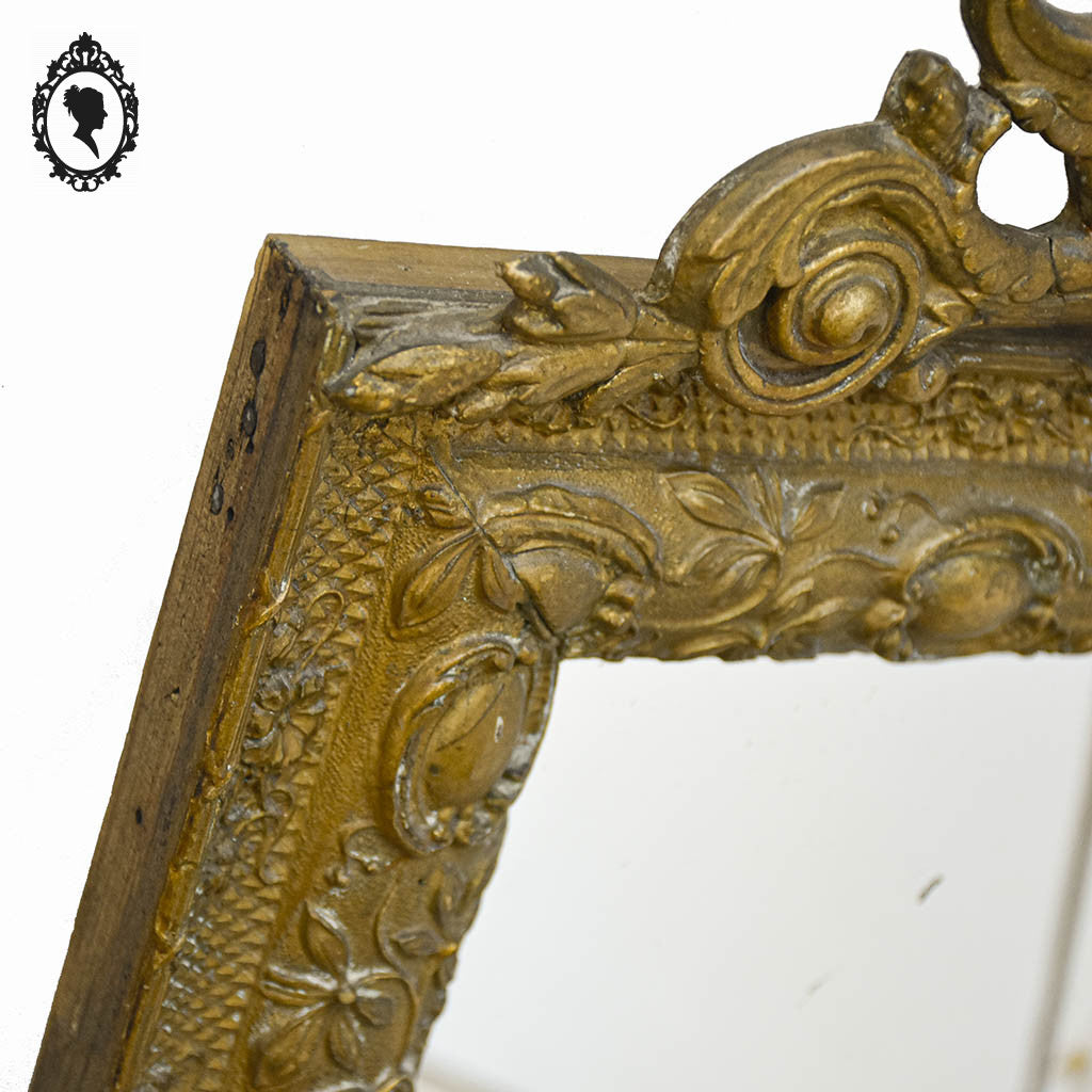 Miroir ancien avec fronton chimère phénix doré style Régence ou Napoléon 3 H 60 cm