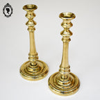 Paire de chandeliers bougeoirs Louis Philippe en laiton doré ancien