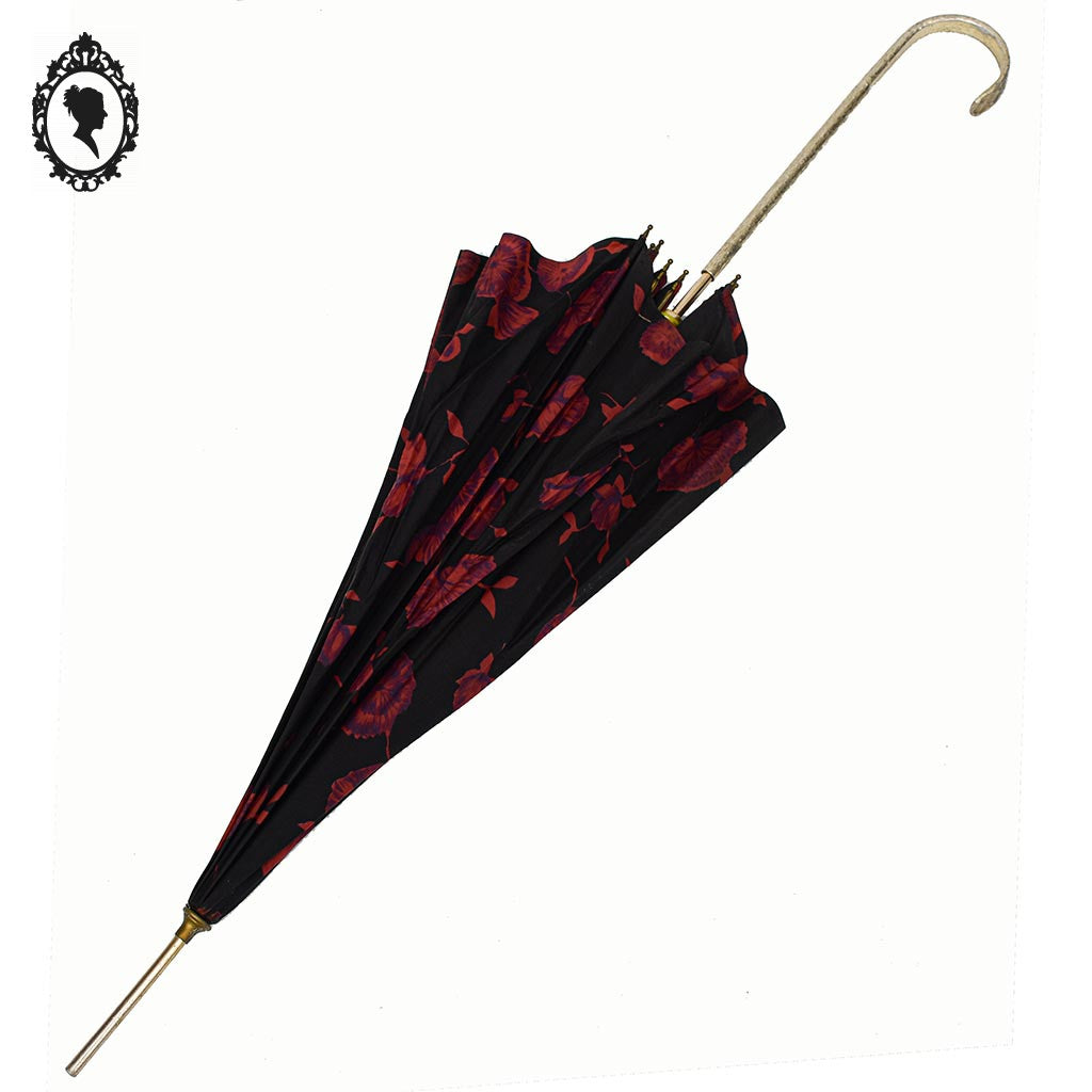 Parapluie fleuri rouge noir Nail Europ collection vintage