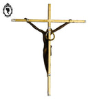 Croix christ crucifix mural en bronze doré signé Mermet vintage
