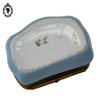 Pilulier boite romantique bleue fleurie dorée porcelaine vintage
