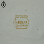 Plat oiseau en faïence style barbotine vert nacré H. Bequet Belgique L 33 cm vintage