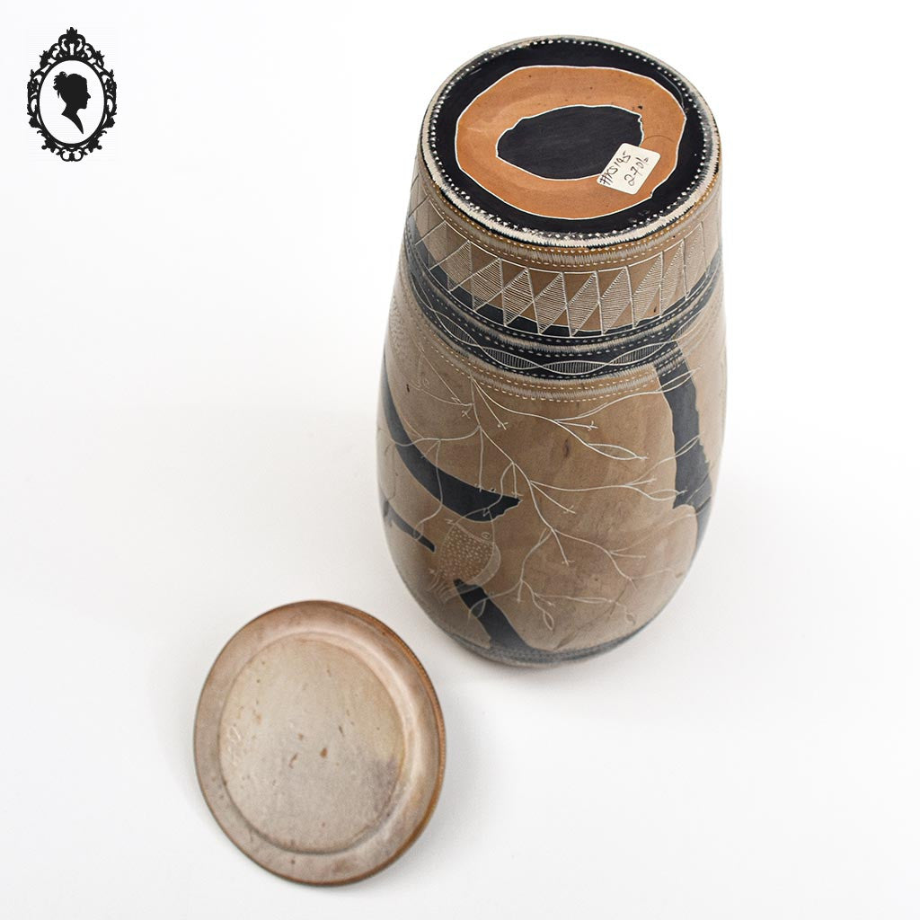 Pot grec jarre urne grecque avec couvercle en terre cuite argile