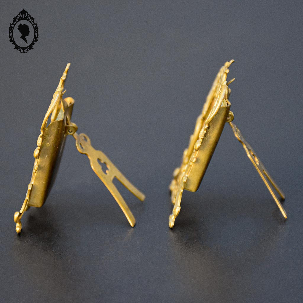 Rare paire de petits cadres pour photo miniature à poser en laiton ancien