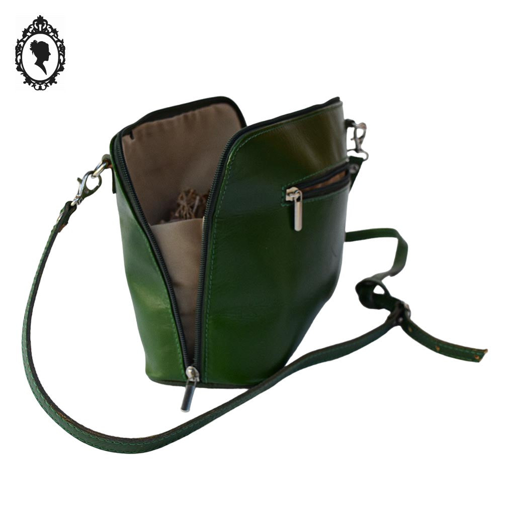 Sac bandoulière cuir vert Italie femme vintage