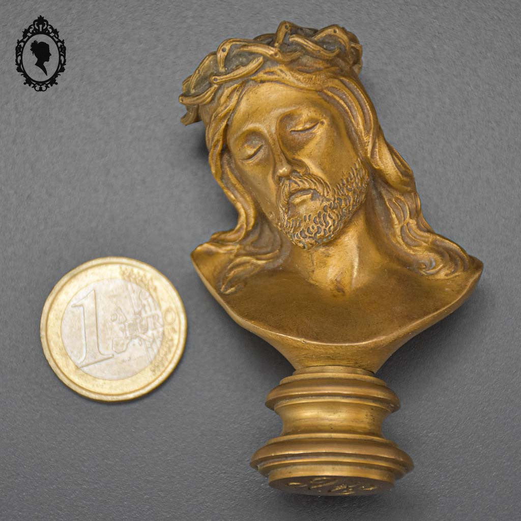 Sceau cachet statue tête buste Christ signé L. Madrassi bronze doré 19ième
