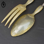 Service de couverts à salade métal argenté résine ancien à détourner