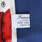 Superbe foulard soie collection La Prévention Routière rare bleu blanc rouge vintage