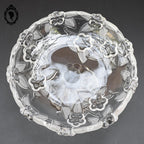 Superbe petit compotier coupelle coupe serviteur plat sur pied en verre moulé vintage