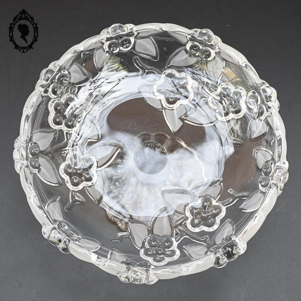 Superbe petit compotier coupelle coupe serviteur plat sur pied en verre moulé vintage