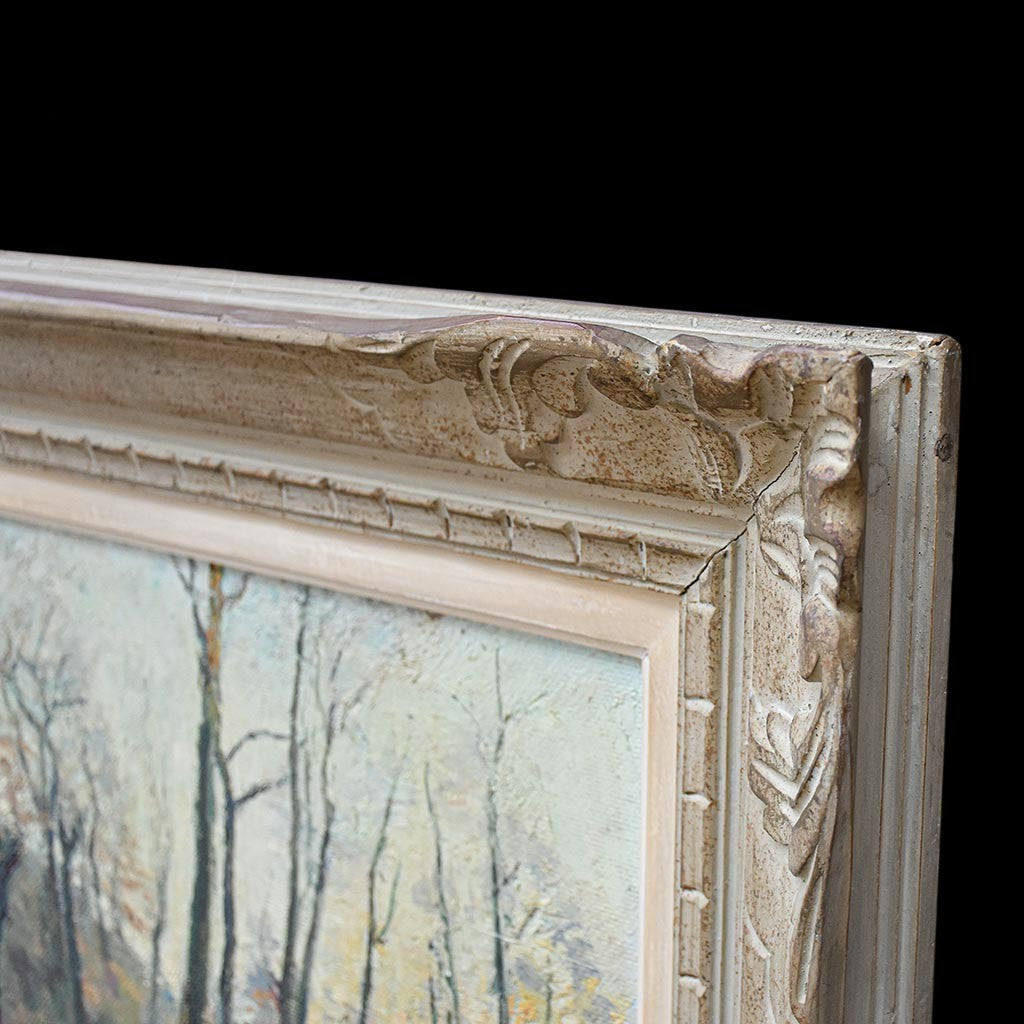Tableau peinture à l’huile paysage signé Roger Serpantié sur isorel vintage