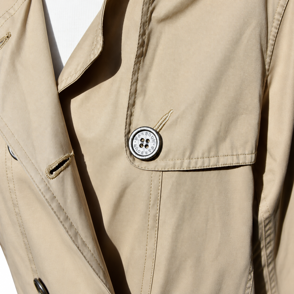 Barbour Tay Tranch beige à doublure tartan – taille 40/42