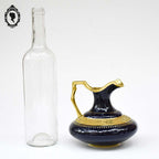 Aiguière saucière vase pot en porcelaine de Limoges bleu cobalt doré