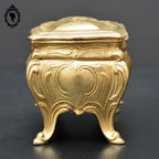 Boite ou coffret à bijoux métal forme commode bombée dorée ancienne