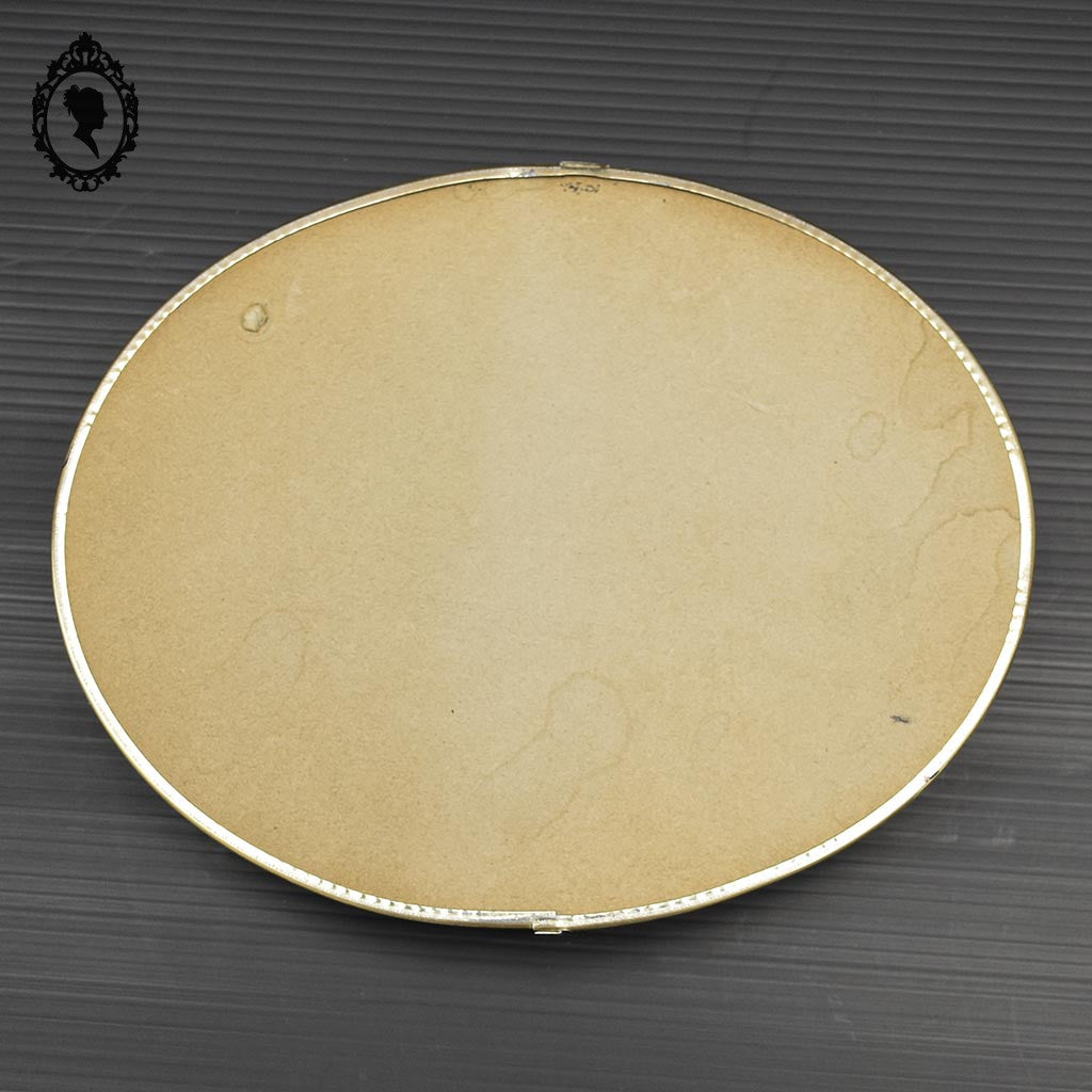 Cadre verre bombé ovale ovoïde thermomètre carte Pont du Gard vintage 18 x 15 cm