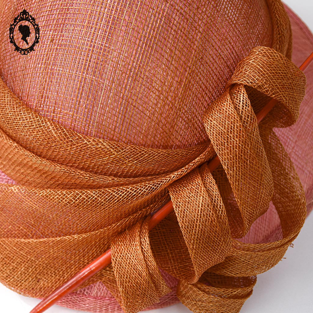 Chic chapeau fille enfant cérémonie rose orange 55 cm Taille S Neuf