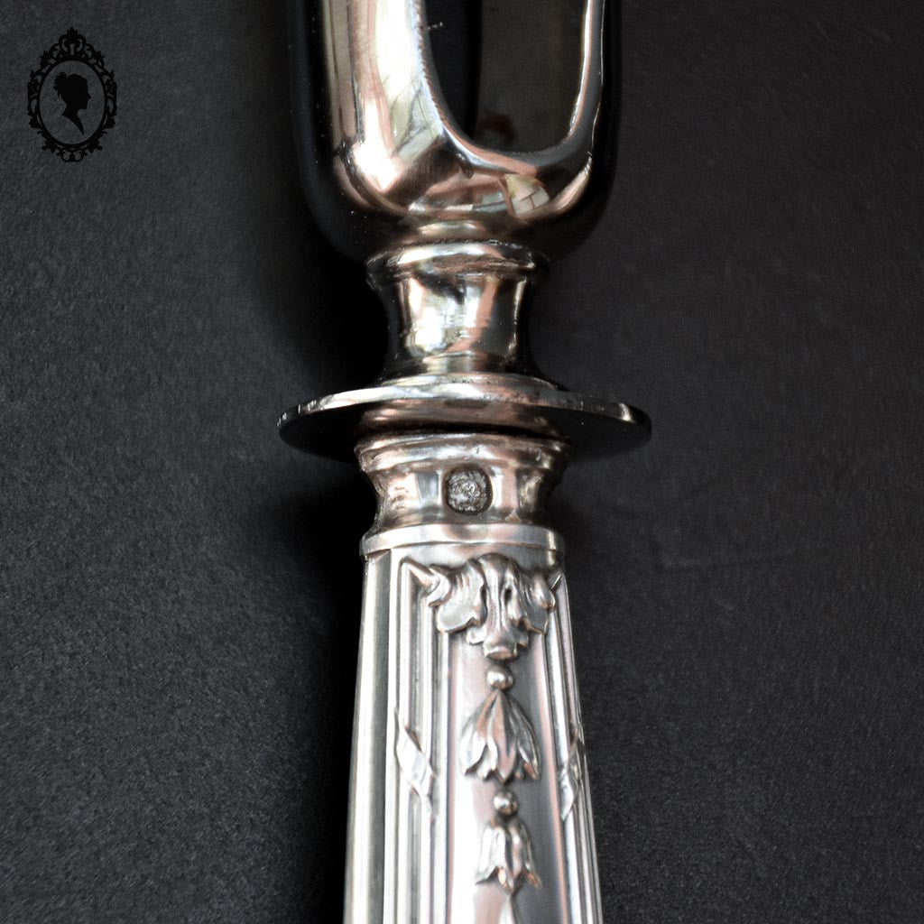 Coffret 3 couverts service complet à découper gigot argent fourré décor Louis XV ancien XIX ième