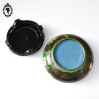 Coupe chinoise en email émaux cloisonnés noir laiton D 18 cm vintage