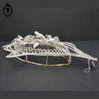 Couronne florale perles blanches objet de curiosité mortuaire ancienne 1900 H 75 cm