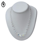 Élégant collier en cristal aurore boréale AB blanc en cascade bijou ancien vintage