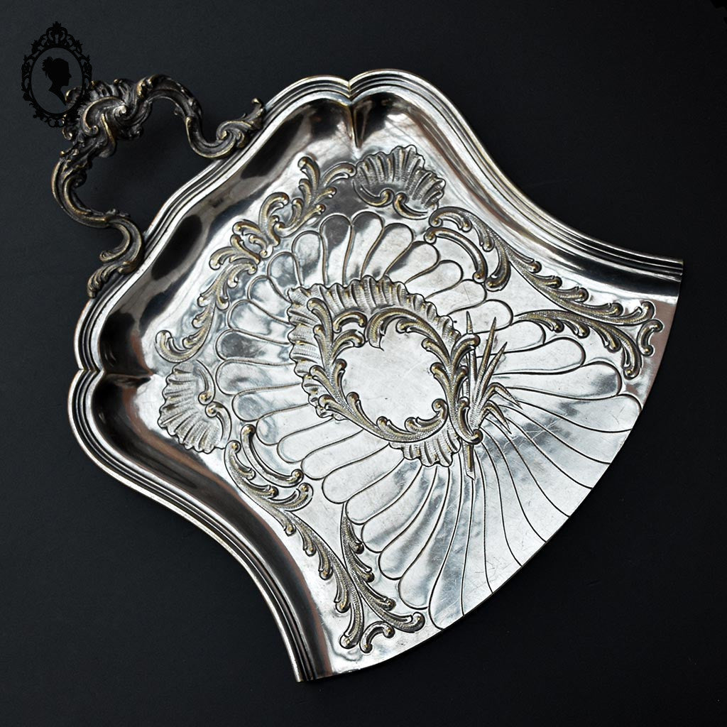 Ensemble pelle et brosse ramasse miettes en métal argenté ancien