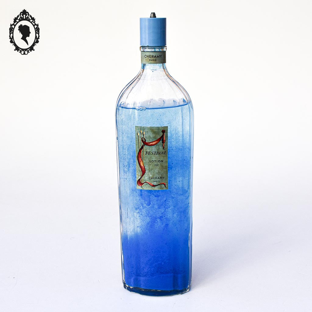 Flacon bouteille collection Festival Cheramy Paris parfum lotion bleu ancien vintage