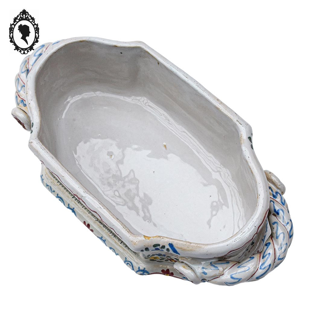 Jardinière ou plat trépied faïence Aprey ancien XIXe siècle
