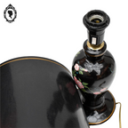 Lampe à poser fleurie signée Rita noir et doré vintage