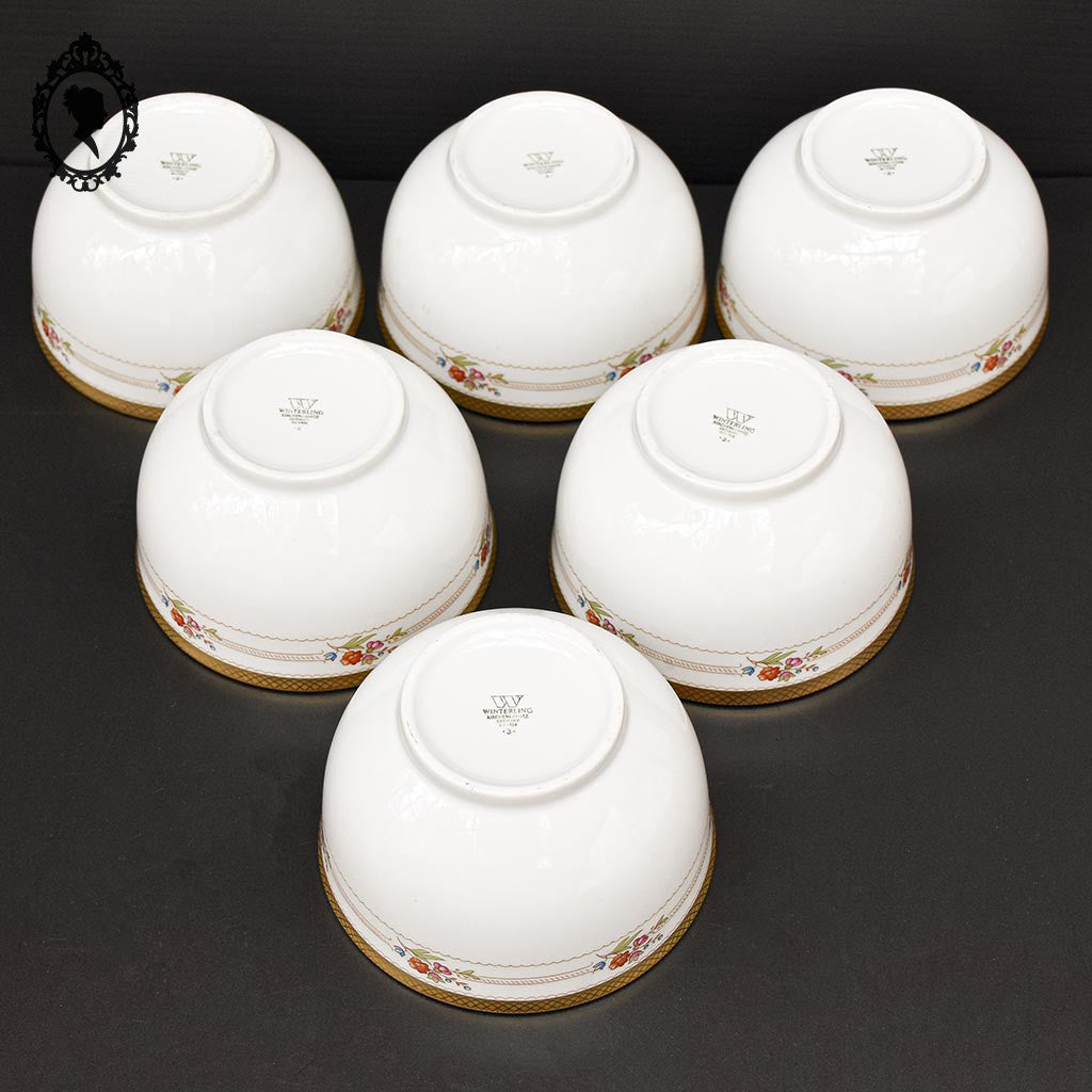 Lot 6 bols W Winterling Kirchenlamitz Germany Bavaria fleuri or vintage ancien