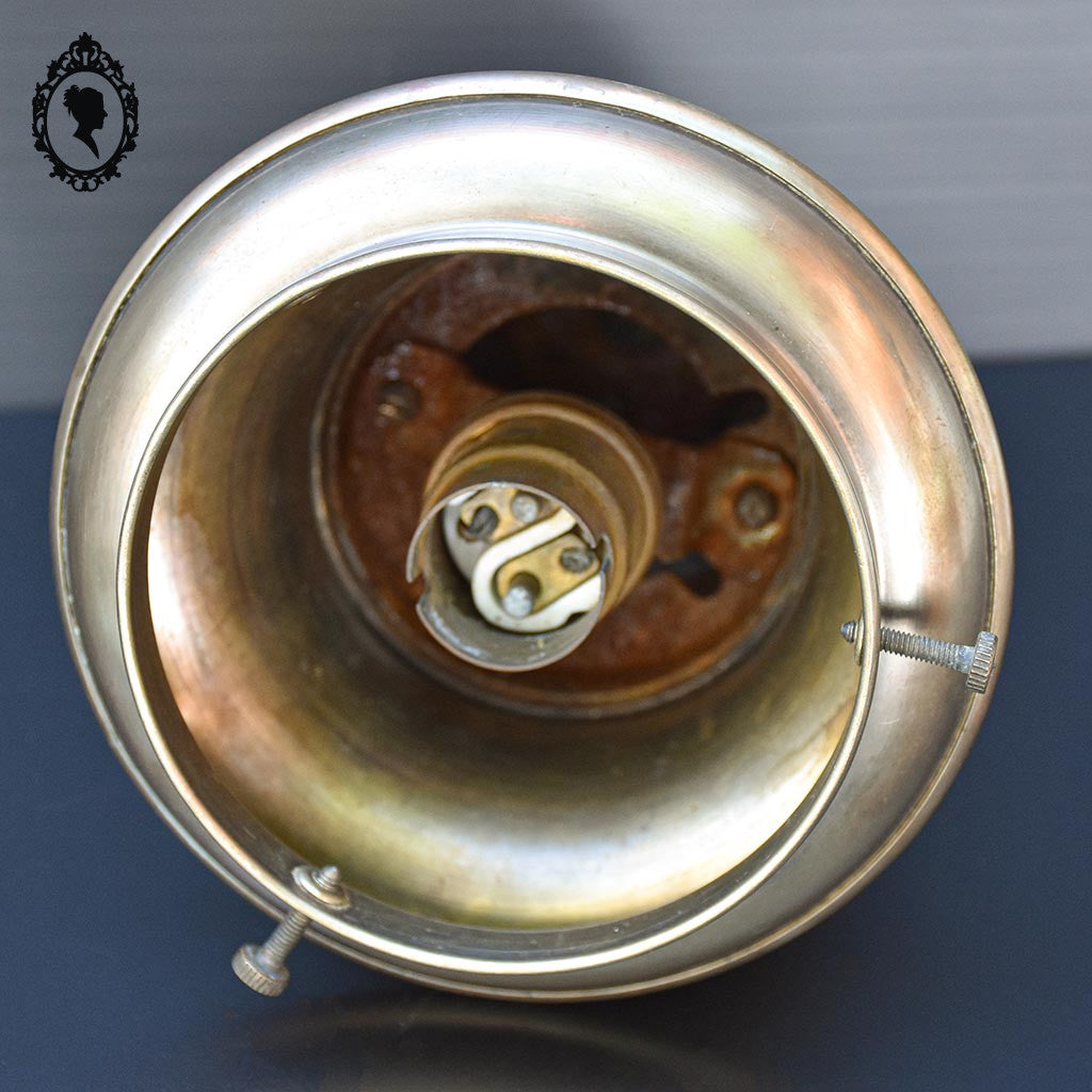 Lustre industriel lampe suspension indus abat jour émaillé et laiton vintage