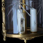 Lustre plafonnier lanterne cage 3 lumières verre bronze doré vintage