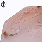 Lustre suspension vasque coupe en verre rose Degué ancien fleuri corde Art Décoration