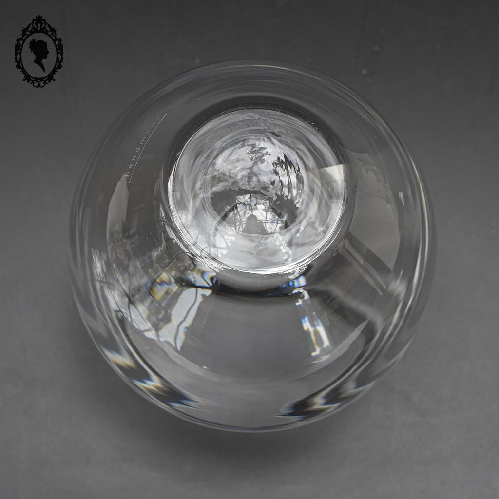 Magnifique vase en cristal épais blanc rond forme œuf handmade vintage