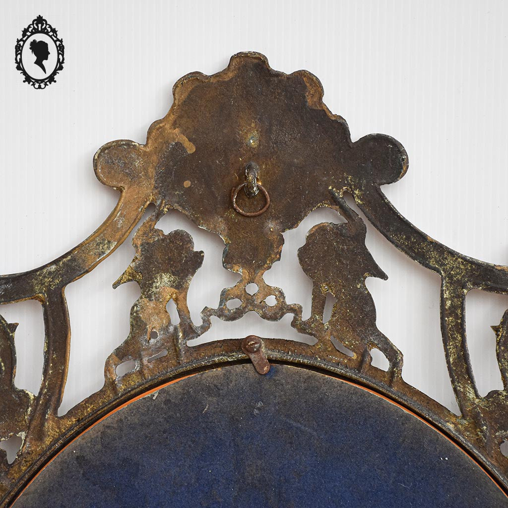 Miroir ange baroque ovale cadre bronze doré vintage 72,5 x 48 cm