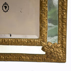 Miroir mural à parclose métal repoussé doré ancien Napoléon III H 47 cm