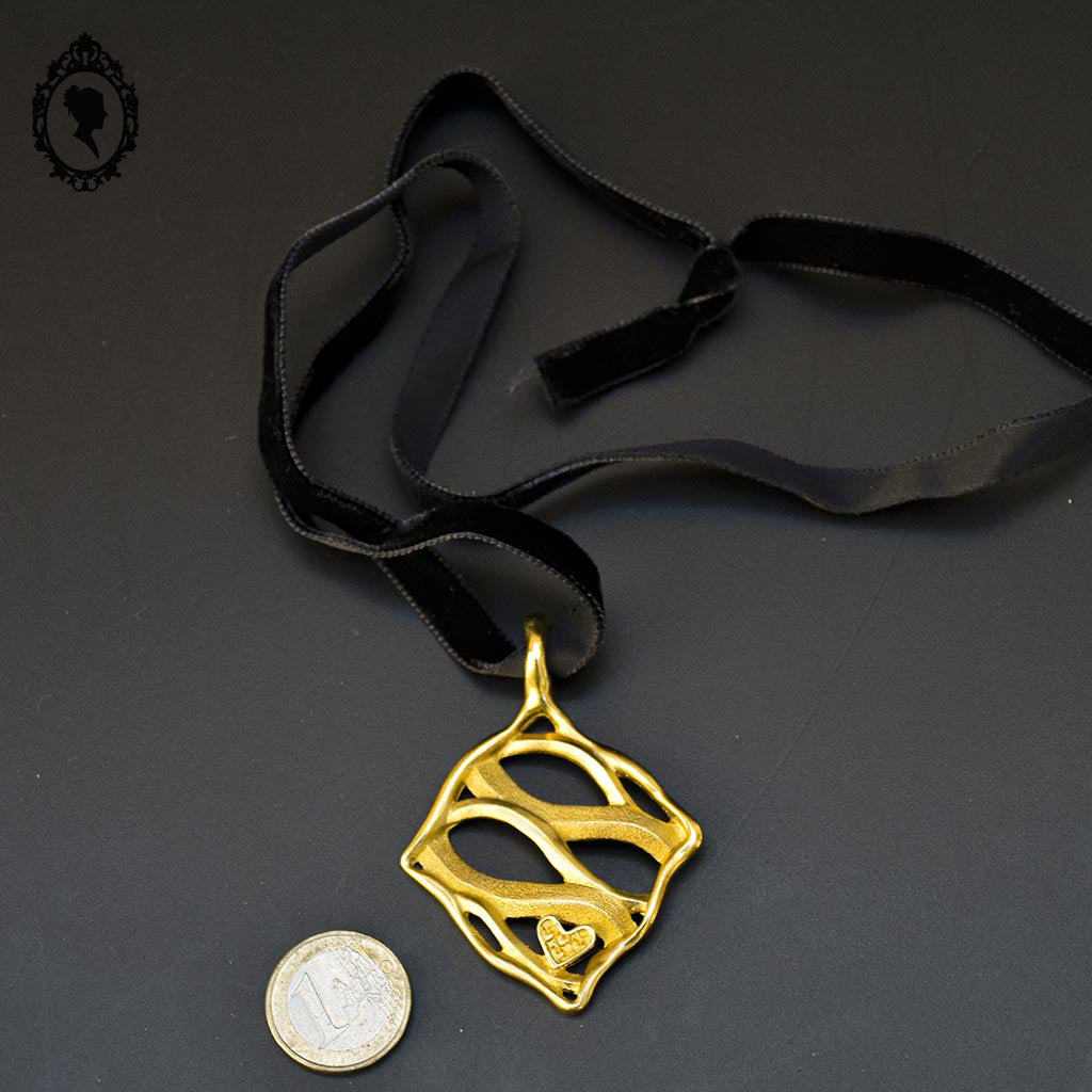 Pendentif Lanvin Paris doré bijoux vintage